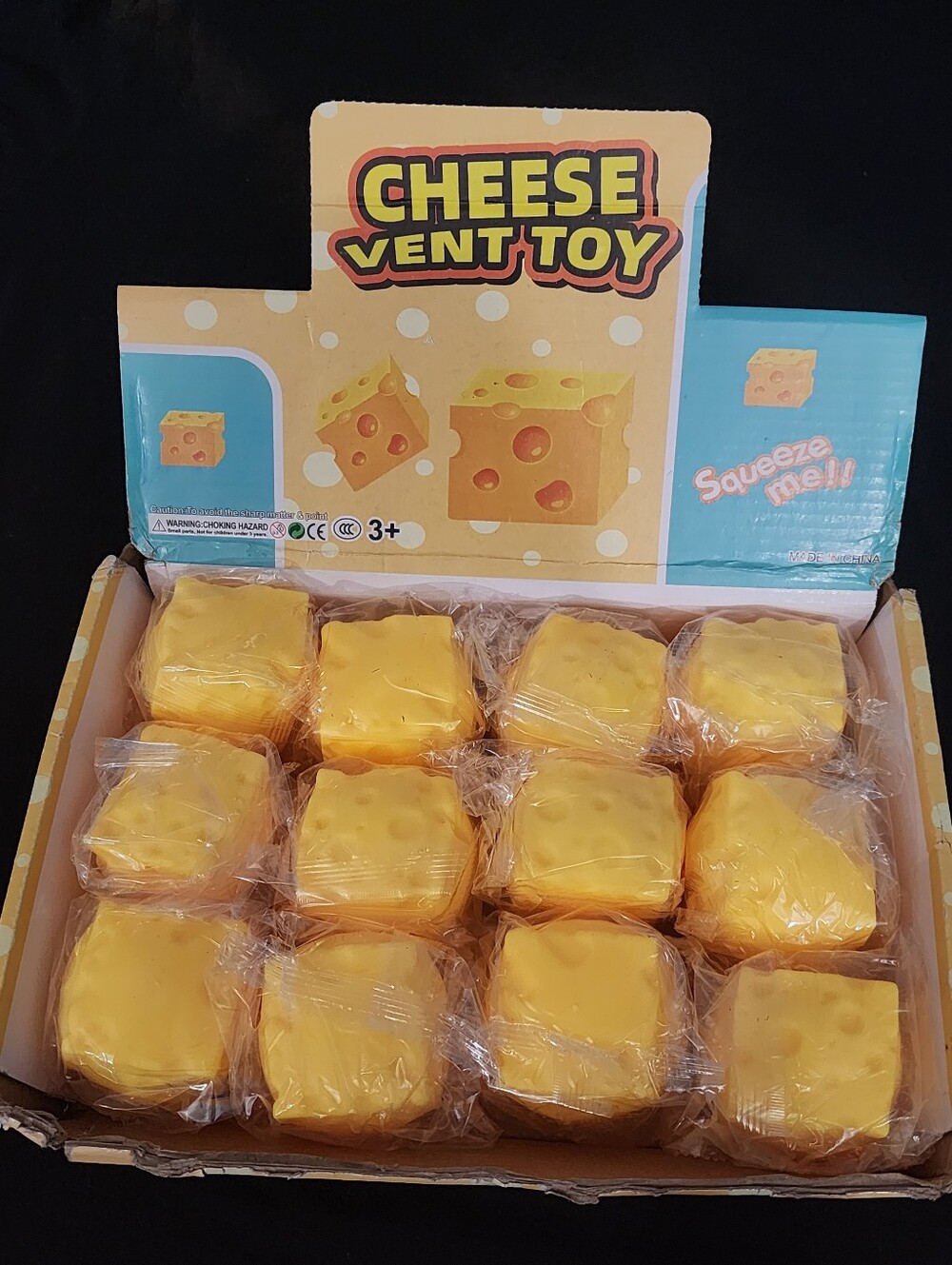 Cheese Vent Toy - Yellow Squeeze Stress Relief for Kids